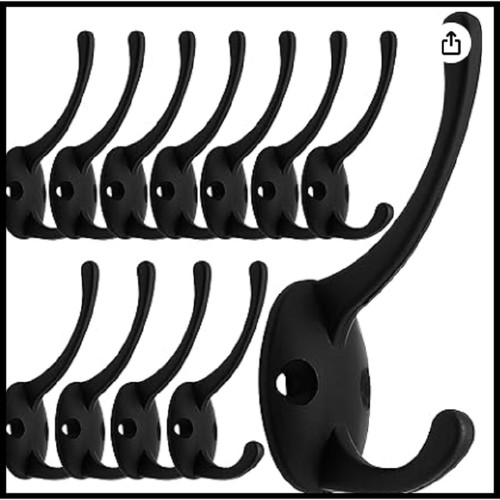 Pack black coat hooks wall - 12,